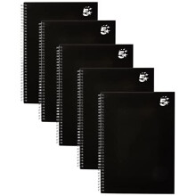5 Star Notebook Wirebound Hard Cover Ruled 80gsm A4 Black [Pack of 5]