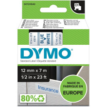 DYMO D1 Labels, Blue Print on White, 12mm x 7m, Self-Adhesive Labels for LabelManager Label Printers, Authentic