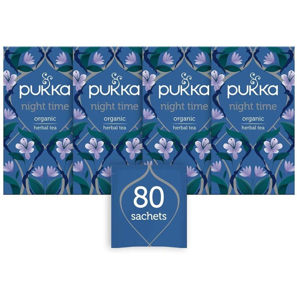 Pukka Night Time Organic Herbal Tea, 20 Teabags, Pack of 4