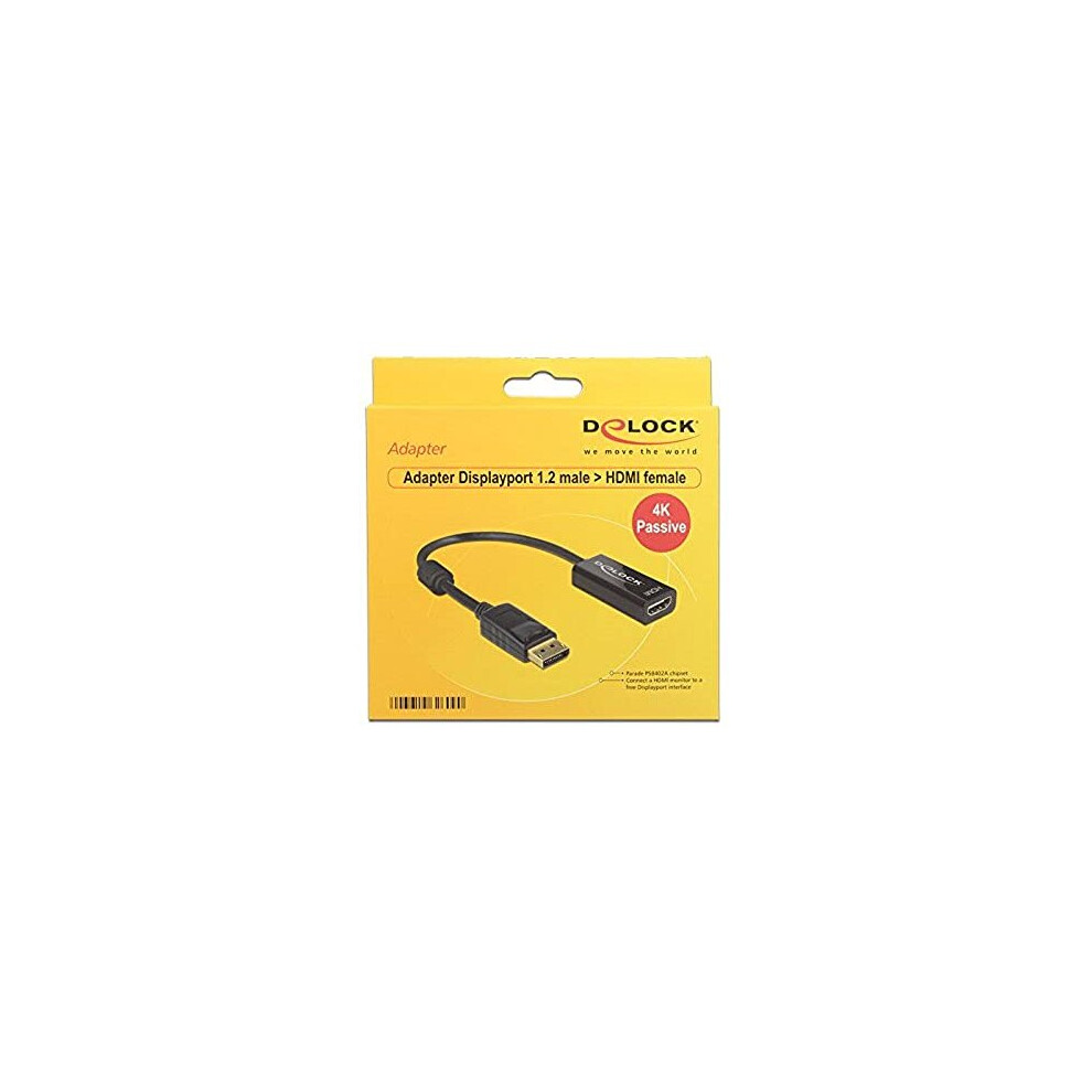 Delock Adaptor Cable Displayport 1.2 Male To Hdmi Female 4K Passive Black 4043619626090