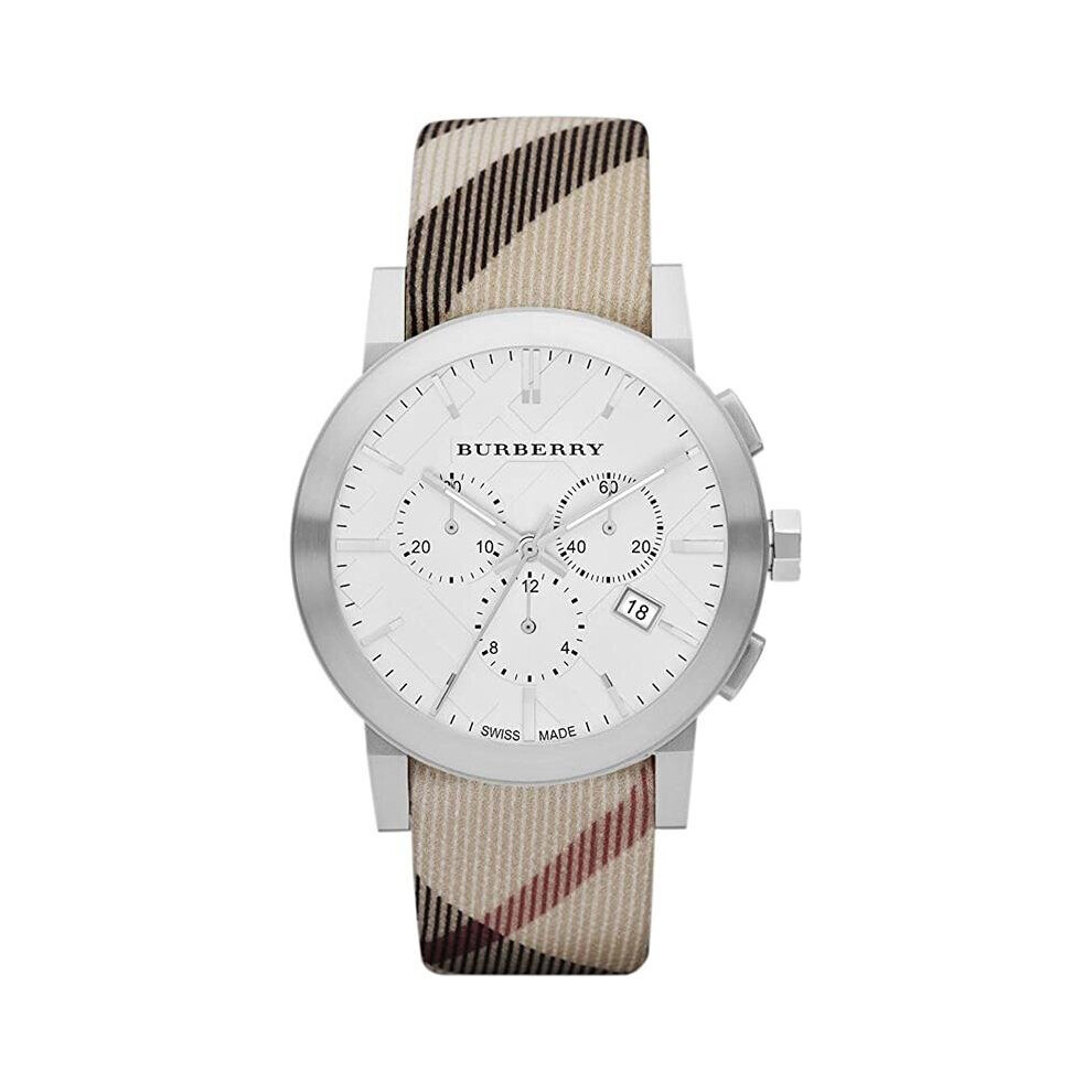 Burberry Bu9357 The City Haymarket Check Fabric Men's Watch Silver