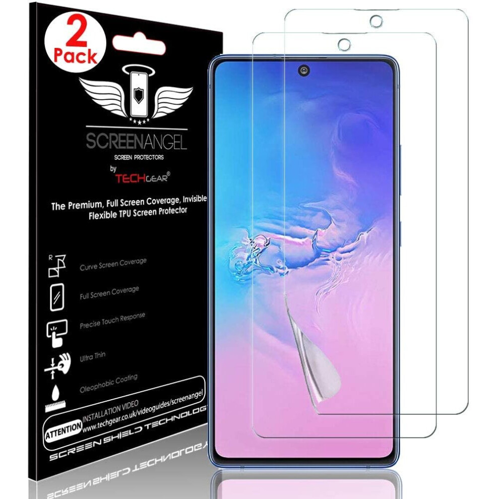 TECHGEAR [2 Pack Screen Protector fits Samsung Galaxy Note 10 Lite [Screen Angel Edition] [In-Display FingerID Support] [Case Friendly] [Bubble Free]