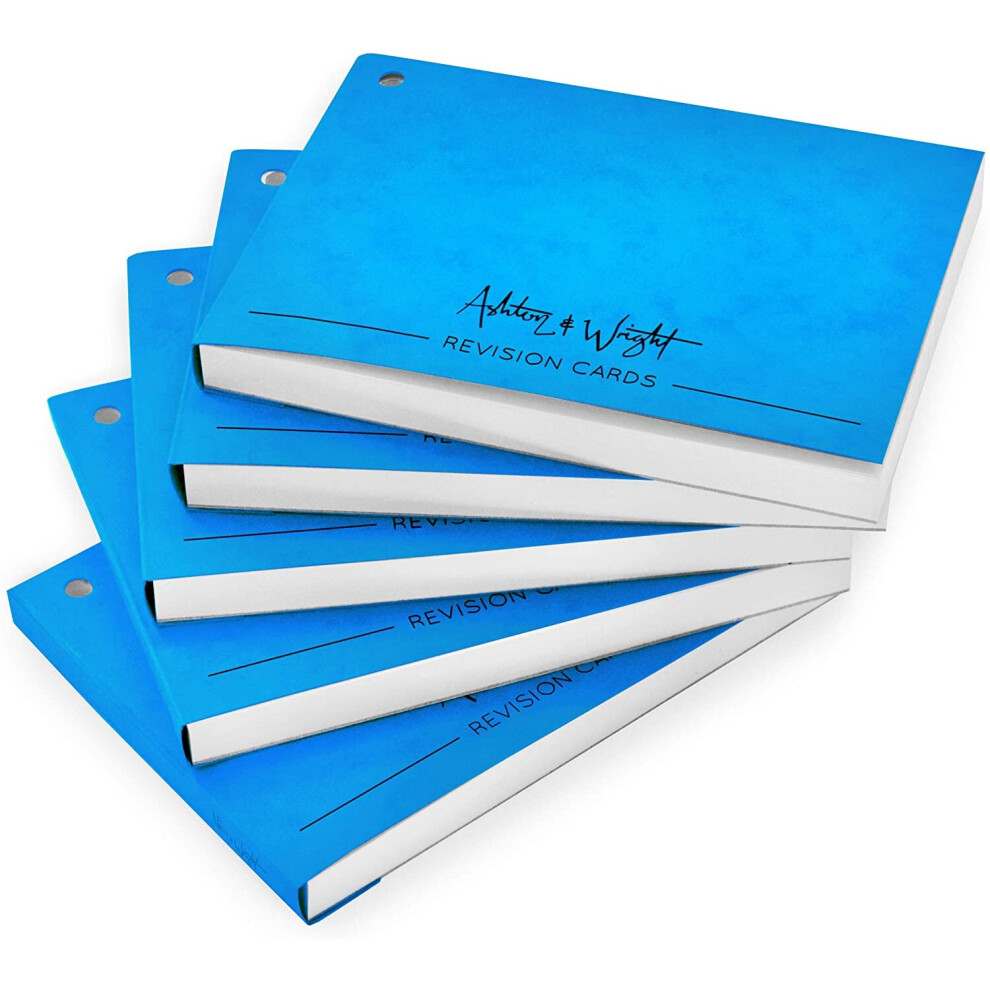Ashton and Wright Revision Cards Book - Gummed Spine - 14.9 x 10.8cm - 50 Sheets - Blue Mottled Cover - Pack of 5-image-OPC-P8YC2TM-NEW
