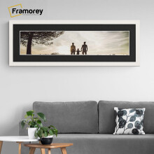 (Matt Black With Black Mount, 24x9" Pic (28x13" Frame)) Panoramic Size Matt Black Picture Frame Photo Frames With Multicolored Mounts Wall Hanging Frame