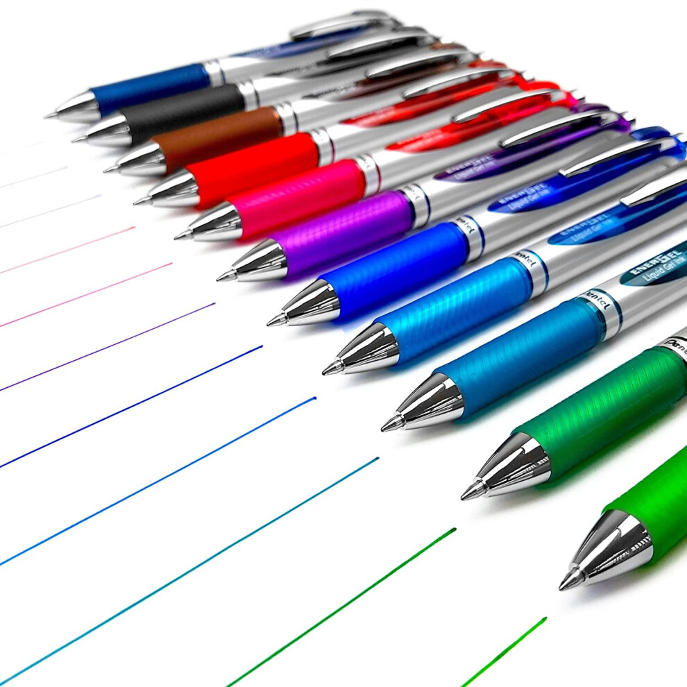Pentel EnerGel XM BL77 - Retractable Liquid Gel Ink Pen - 0.7mm - 52% Recycled - Pack of 11