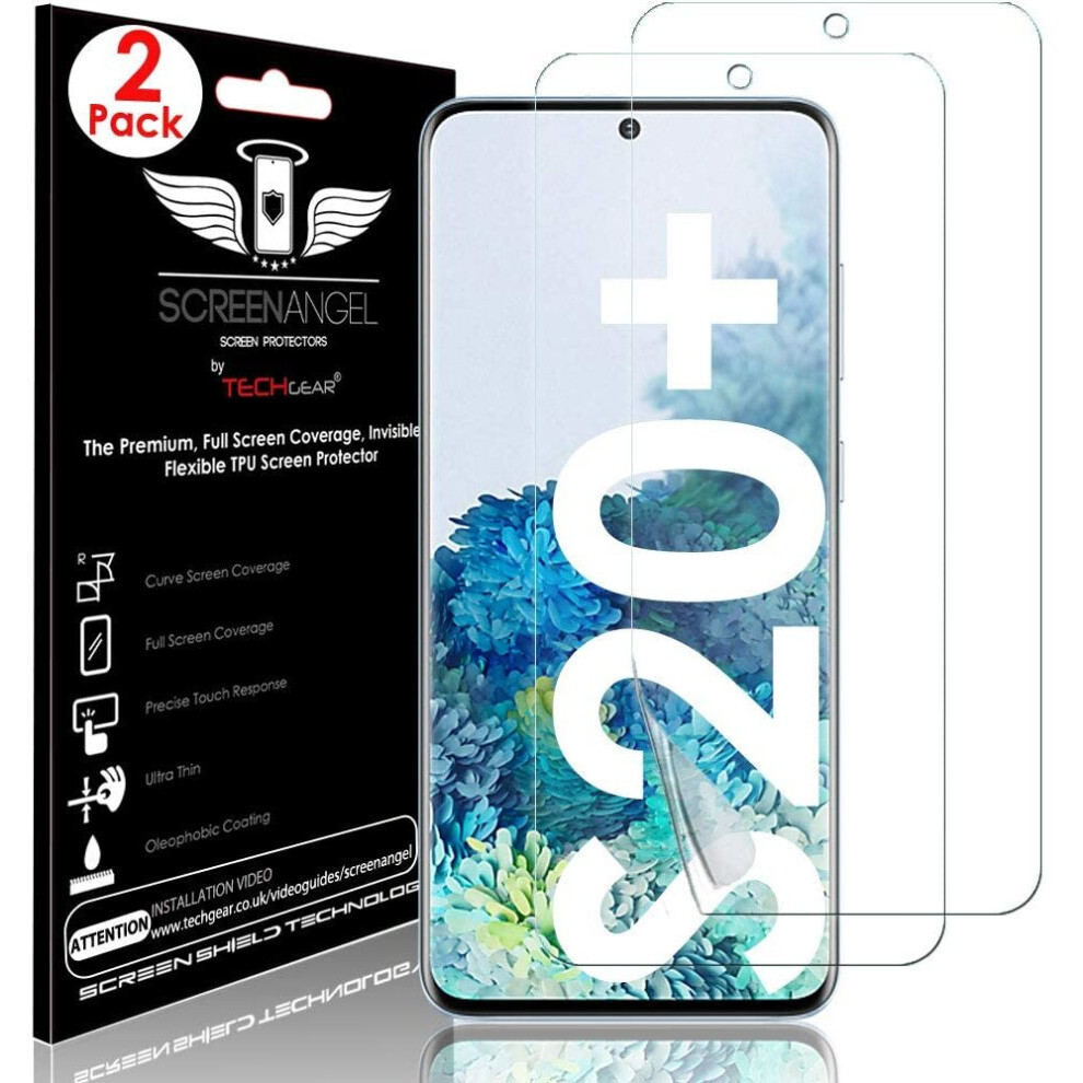 TECHGEAR [2 Pack Screen Protector fits Samsung Galaxy S20 Plus [Screen Angel Edition] [In-Display Fingerprint Support][Case Friendly] [Bubble Free]