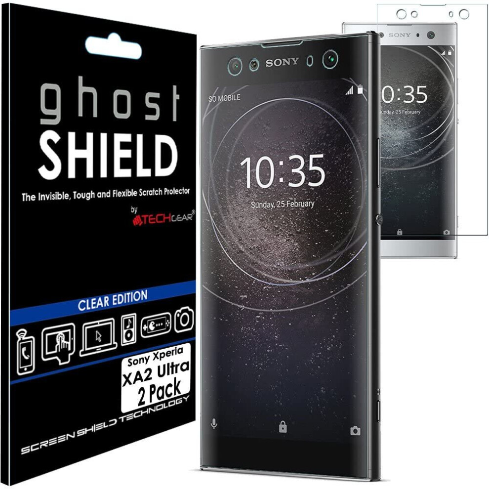 TECHGEAR [2 Pack] Screen Protectors to fit Sony Xperia XA2 Ultra [ghostSHIELD Edition] Genuine Reinforced Flexible TPU Screen Protector Guard Covers