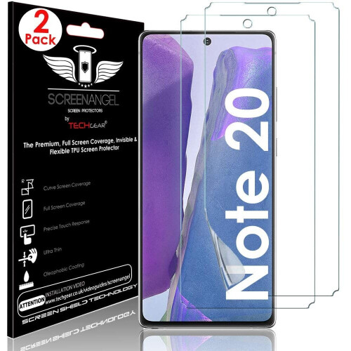Techgear TECHGEAR [2 Pack Screen Protector fits Samsung Galaxy Note 20 [Screen Angel Edition] [In-Display FingerID Support] [Case Friendly] [Bubble Free] [FULL
