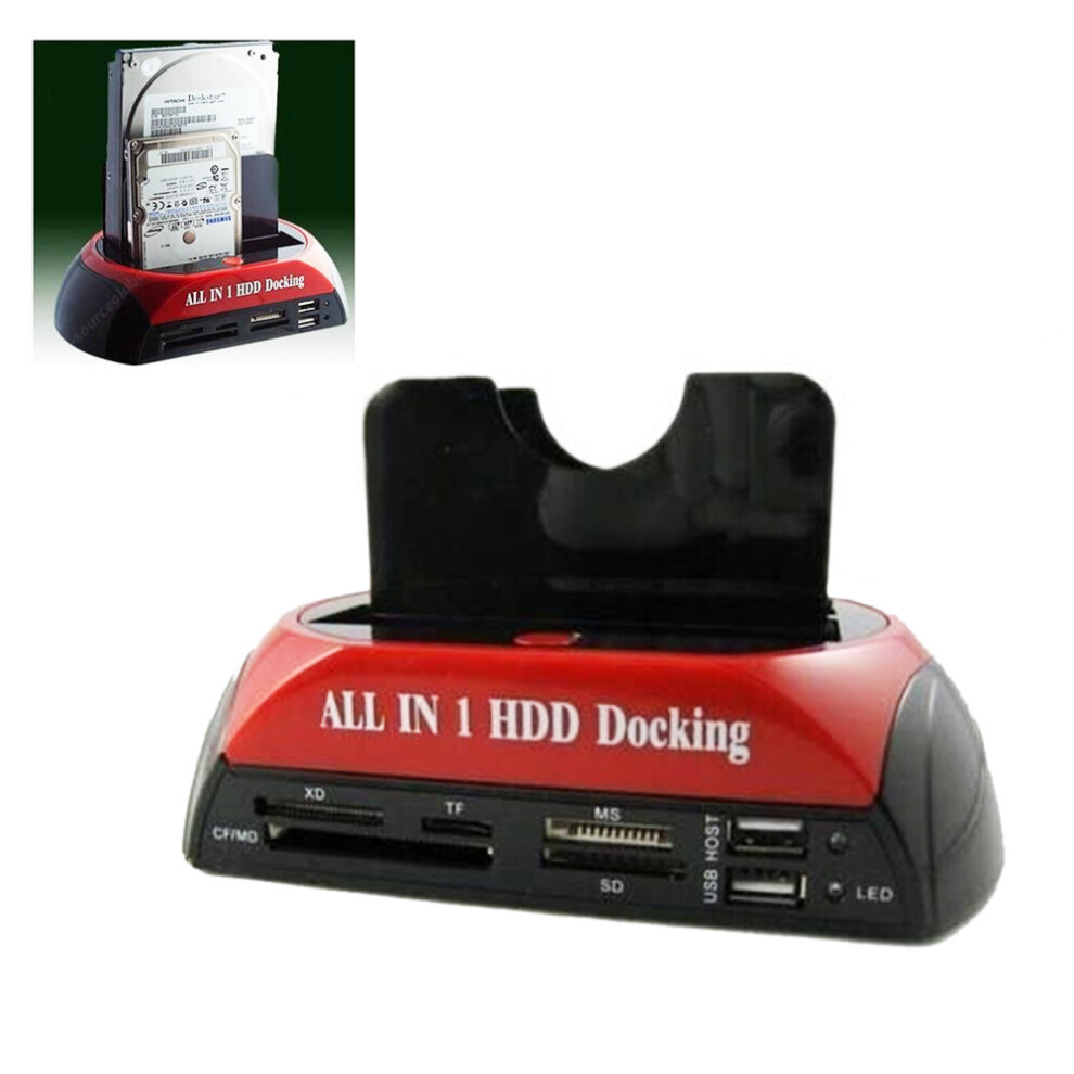 2.5"3.5" Dual Slots USB 3.0 SATA IDE HDD Docking Station Hard Drive Card Reader