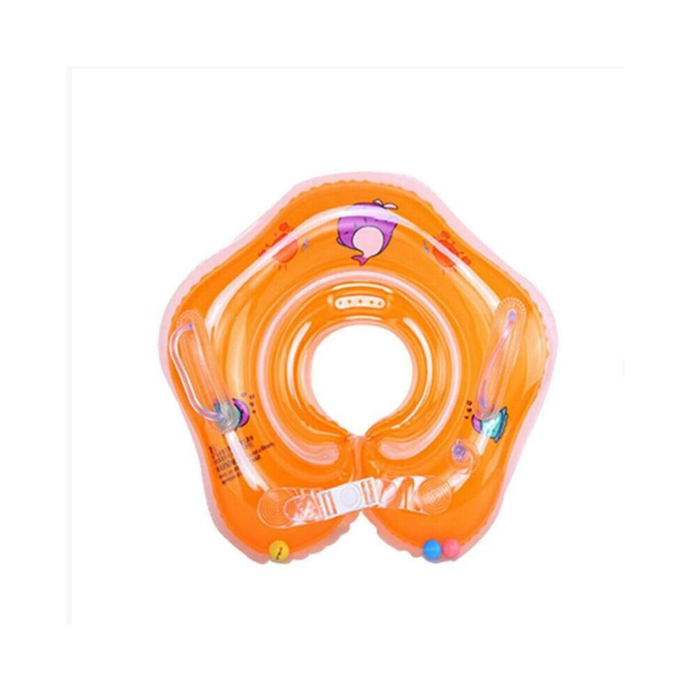 (Orange) Baby Neck Swimming Ring Floating Water Tub Inflatable Ring Circle Orange