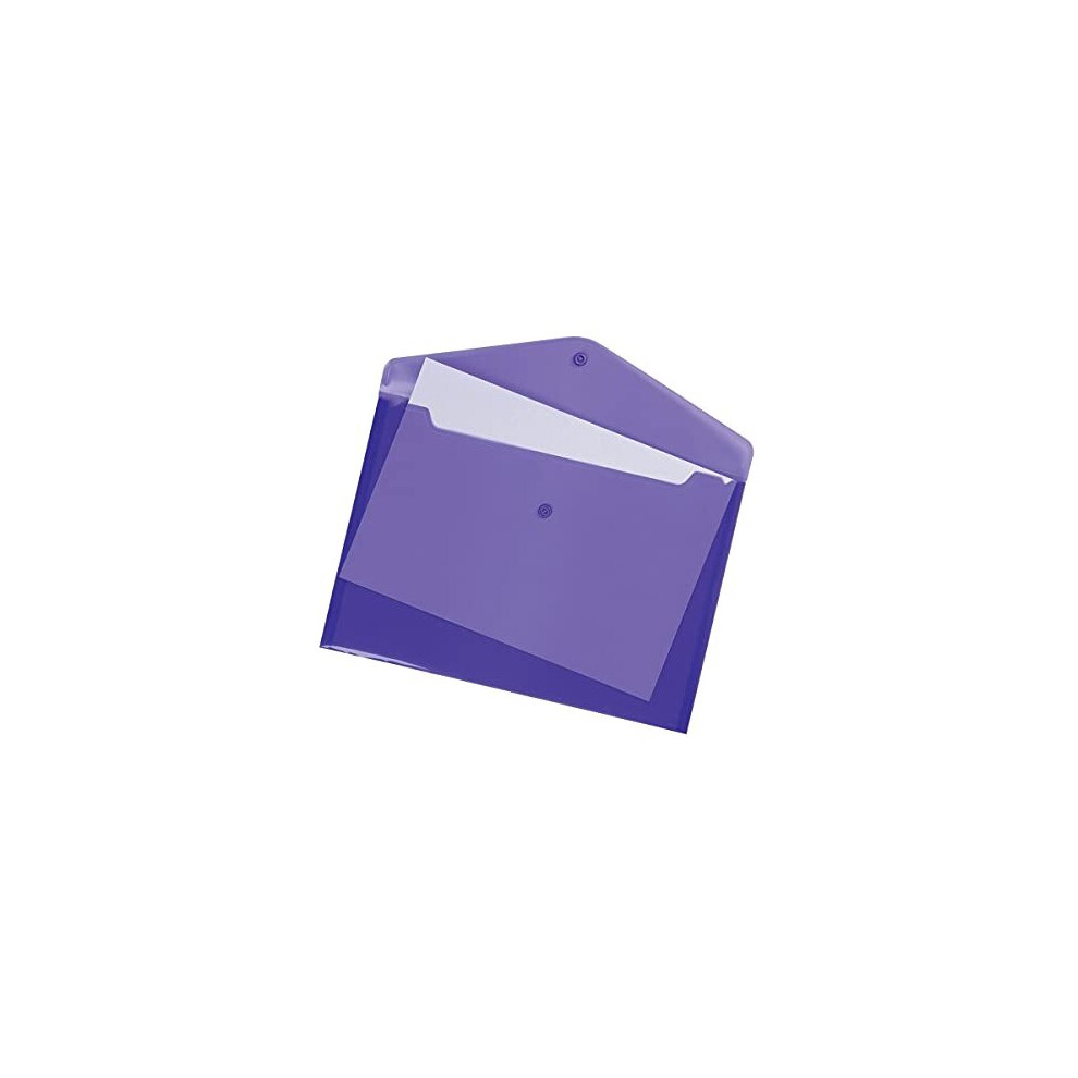 5 Star Office 937610 A4 Stud Wallet Polypropylene Translucent Envelope - (Pack Of 5) Purple