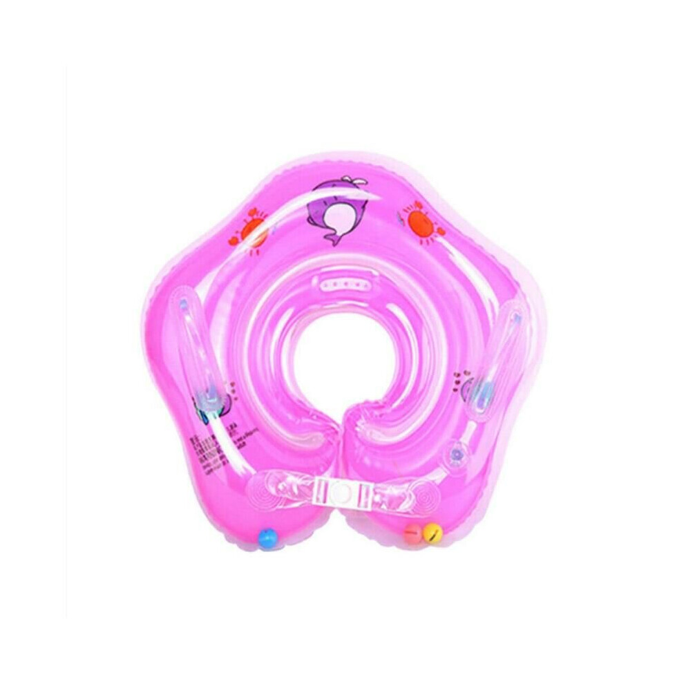 (Pink) Baby Neck Swimming Ring Floating Water Tub Inflatable Ring Circle Pink
