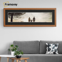 (Walnut With Black Mount, 20x12" Pic (24x16" Frame)) Panoramic Size Walnut Picture Frame Photo Frames With Multicolored Mounts Wall Hanging Frame