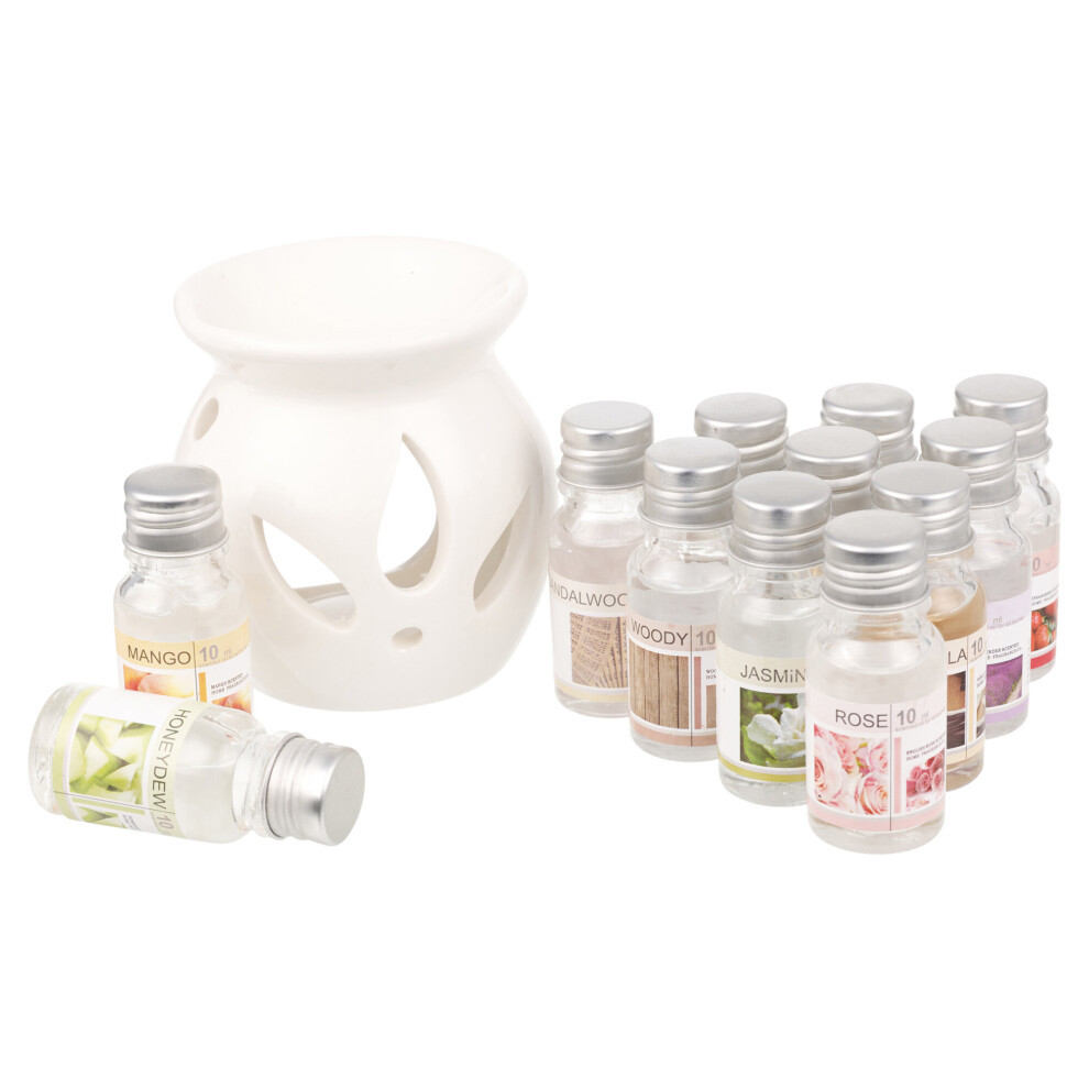 Oil Burner & 12 Scents Tea Light Fragrance Aromatherapy Scents Home