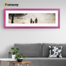 (Pink With White Mount, 12x9" Pic (16x13" Frame)) Panoramic Size Pink Picture Frame Photo Frames With Multicolored Mounts Wall Hanging Frame
