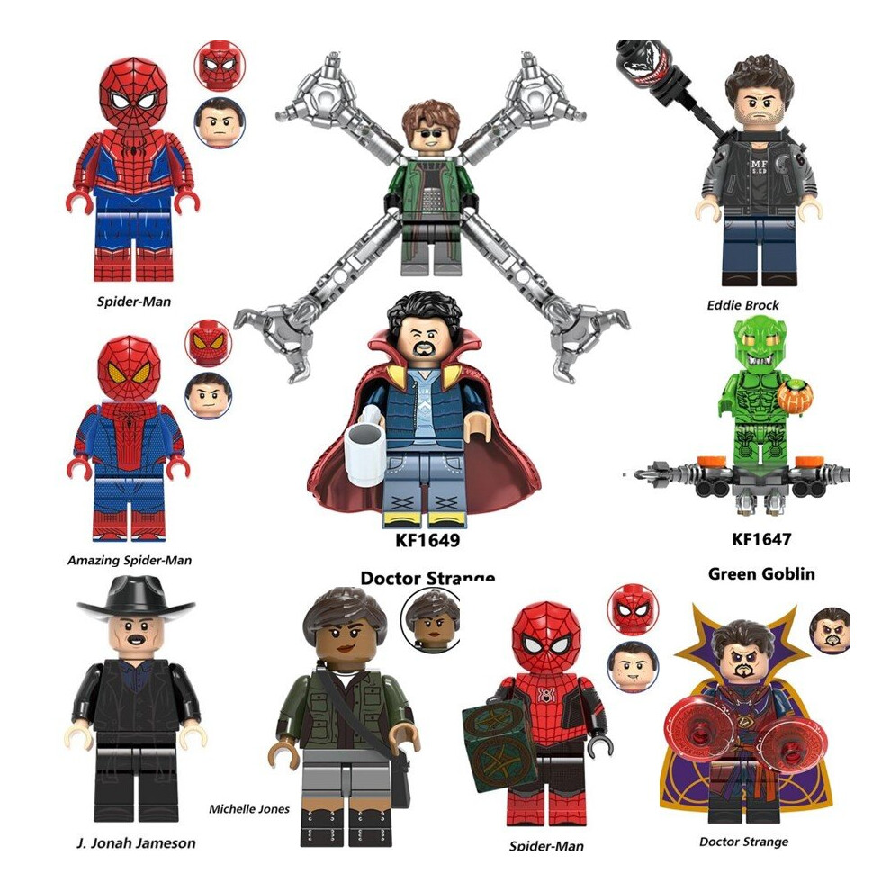 10PCS Threen Generation Spider-Man Green Goblin Doctor Octopus Doctor Strange Venom Minifigures Toys Fit Lego Kids Toy Best Collection Gifts