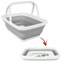 38CM COLLAPSIBLE BASKET WITH HANDLE GREY/WHITE Folding Laundry Basket