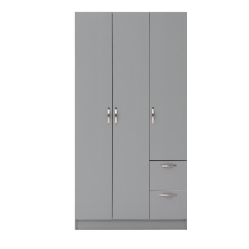 3 Door Double Wardrobe Bedroom Furniture Storage Cupboard Grey
