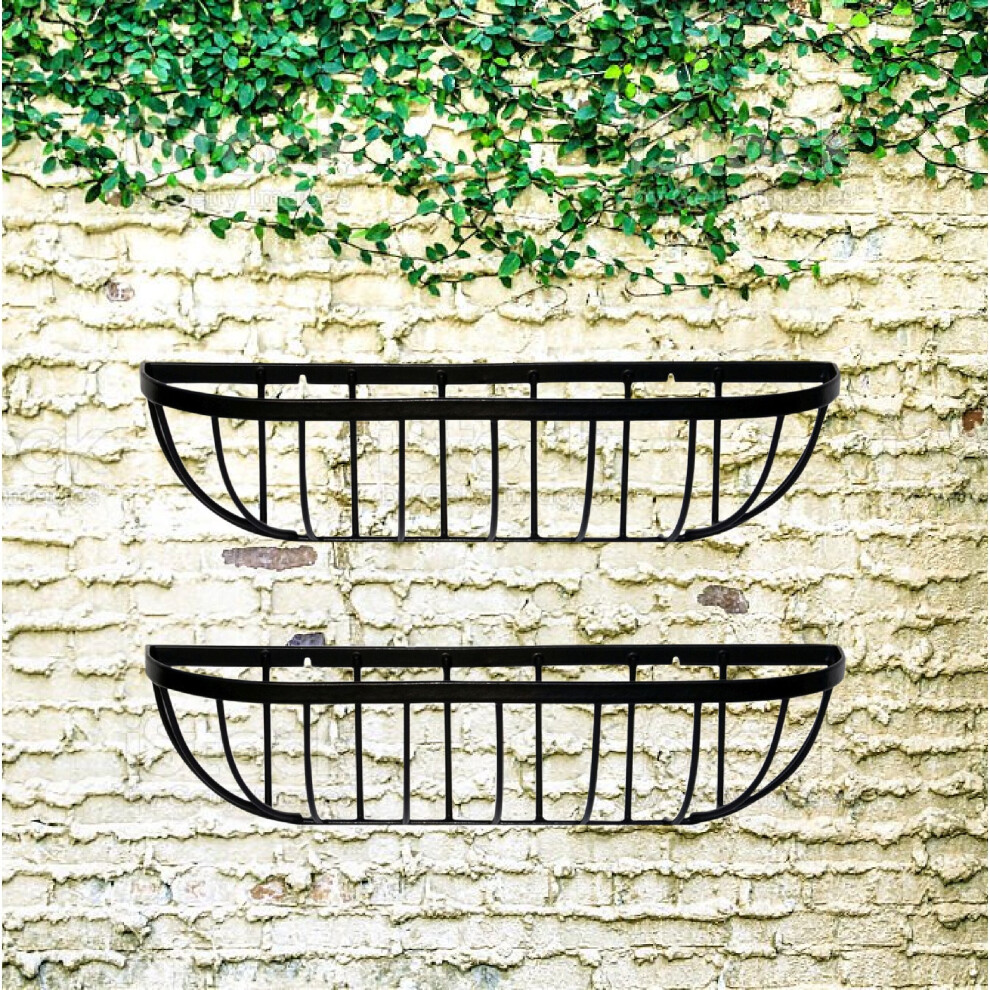 2 Wall Trough Planters 24 Inch Wrought Iron Wall Mounted Garden Basket