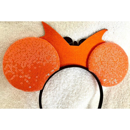 Disney Minnie Mouse Mickey Black sequence glitter pumpkin orange  headband 2