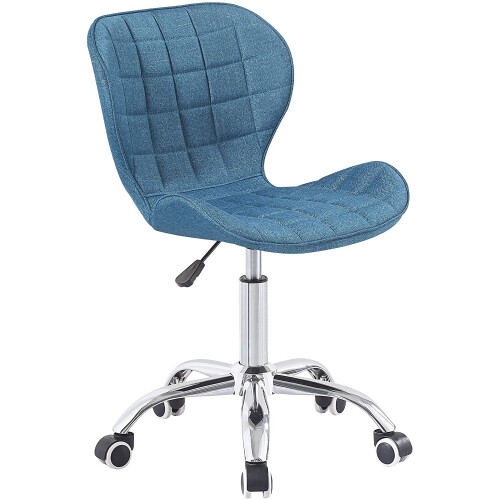 Blue Fabric Adjustable Swivel, Chrome Base Modern Office Home Chair