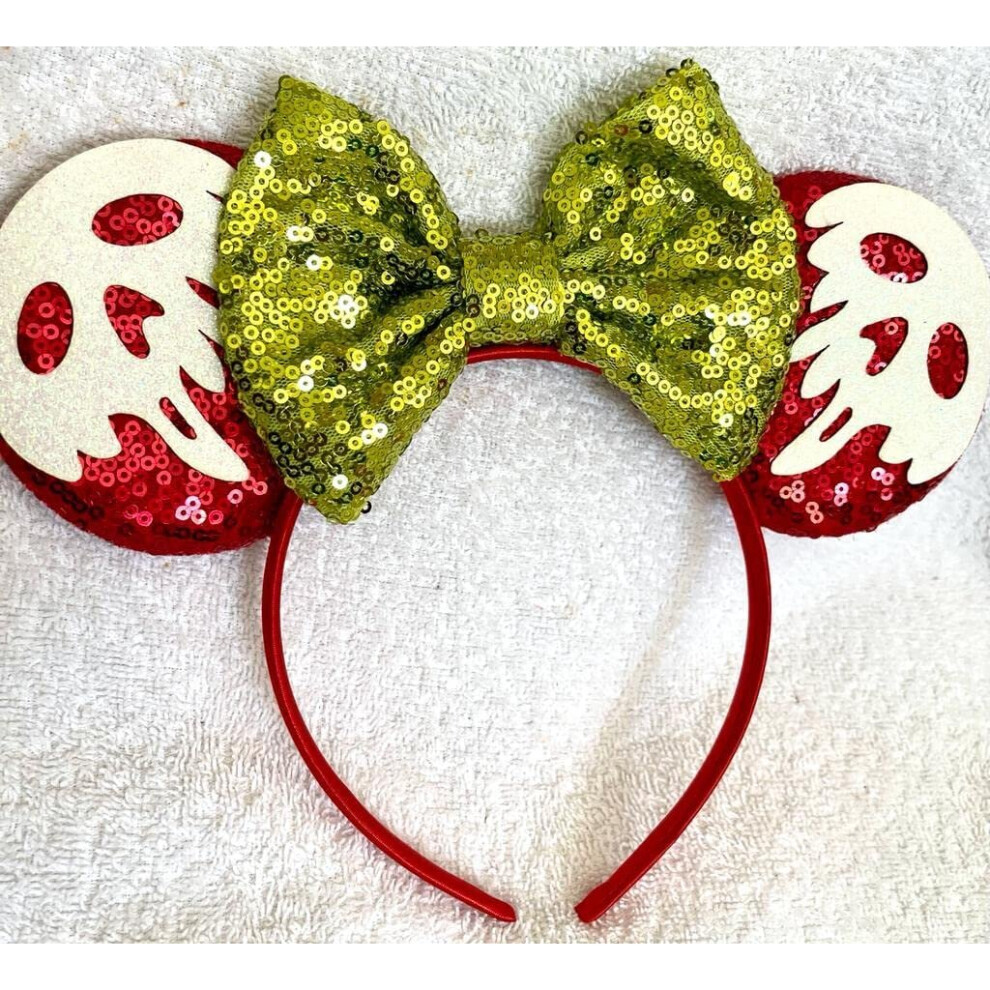 Minnie Mouse Red Green sequence glitter spooky ears headband Halloween