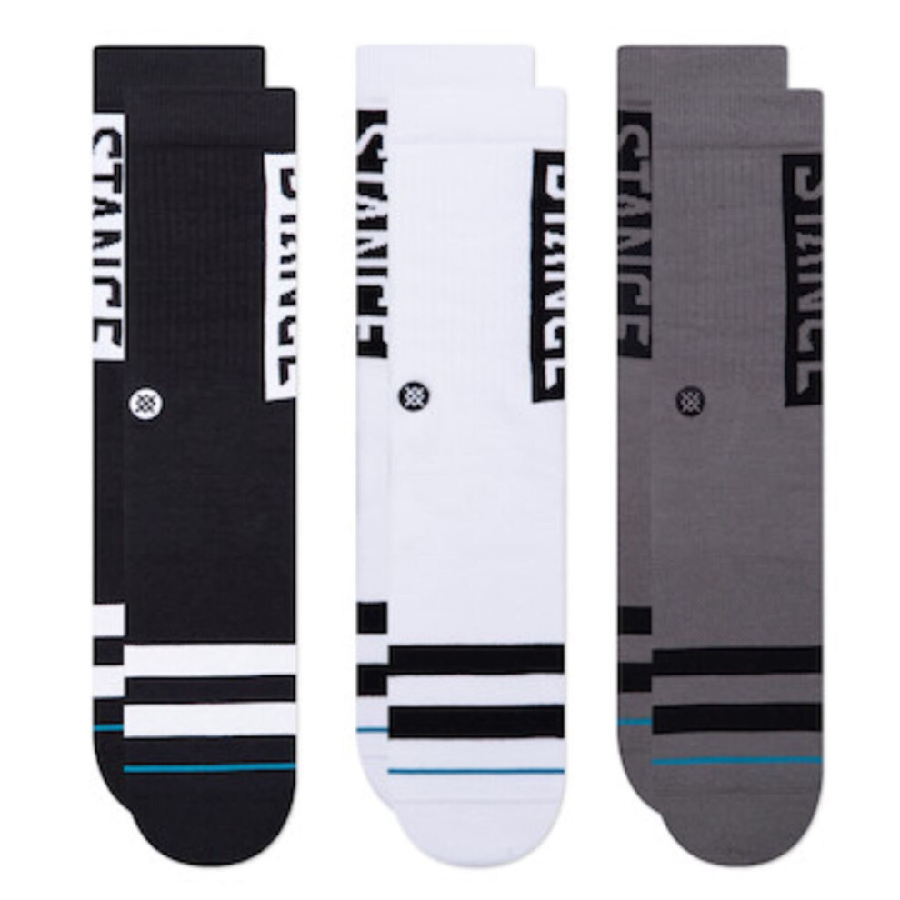 (M) Stance Men's 3 Pack Crew Socks ~ OG 3 Pack black white