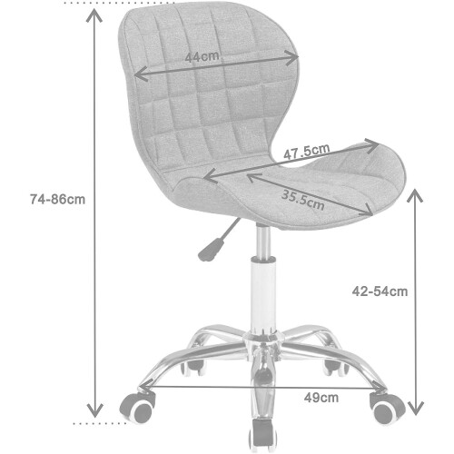 Blue Fabric Adjustable Swivel, Chrome Base Modern Office Home Chair 1