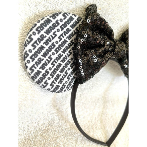 Disney Minnie Mouse Black sequence glitter Star Wars ears headband Halloweenl 1