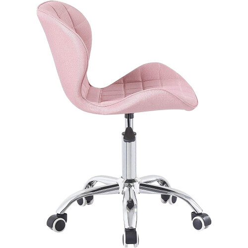 Pink Fabric Adjustable Swivel, Chrome Base Modern Office Home Chair 2
