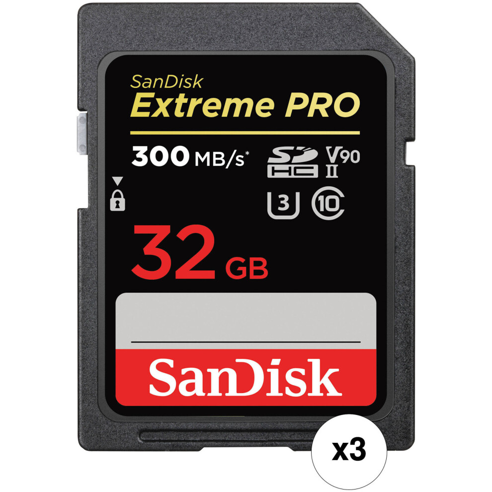 SanDisk 32GB Extreme PRO SDHC UHS-II Memory Card (3-Pack)