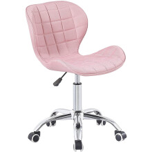 Pink Fabric Adjustable Swivel, Chrome Base Modern Office Home Chair