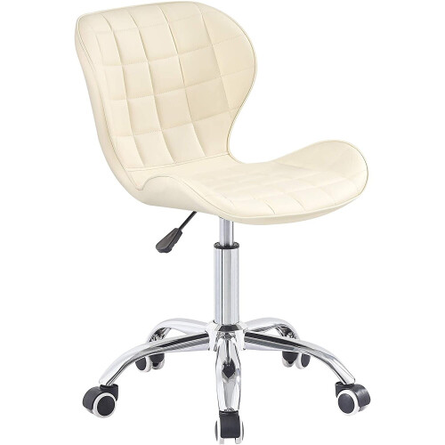 Milk White Adjustable Swivel, Chrome Base Modern Office Home Chair