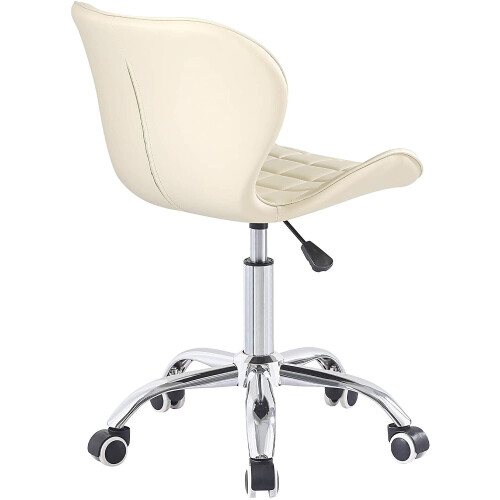 Milk White Adjustable Swivel, Chrome Base Modern Office Home Chair 1