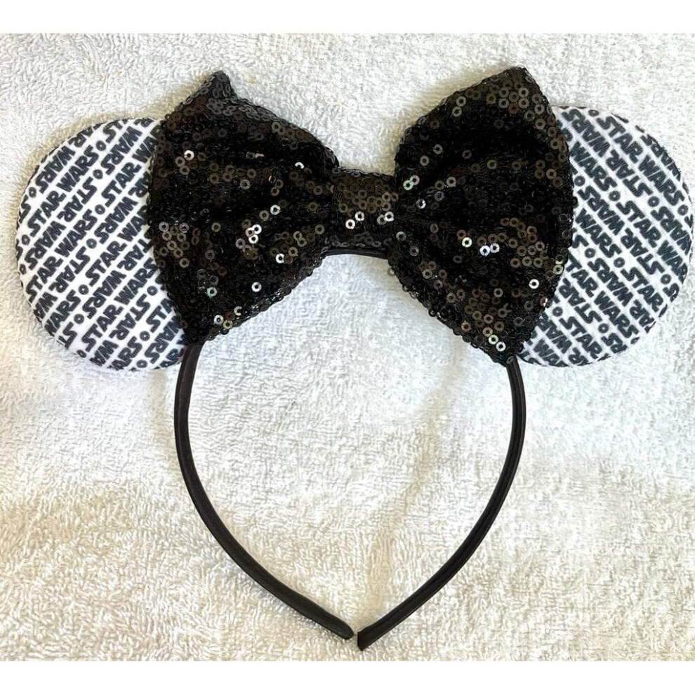 Minnie Mouse Black Sequence Glitter Star Wars Ears Headband Halloweenl