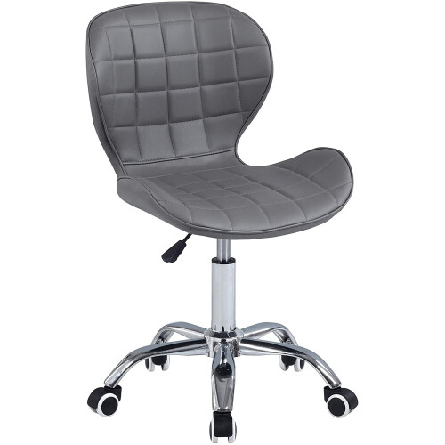 Grey PU Adjustable Swivel, Chrome Base Modern Office Home Chair Best