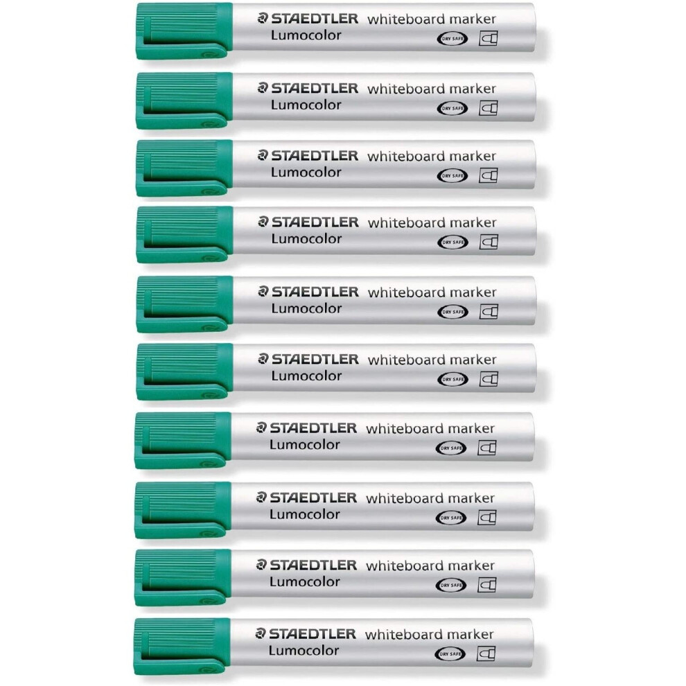 Staedtler Lumocolor Whiteboard Marker 351-5 with Bullet Tip - Green, Pack of 10