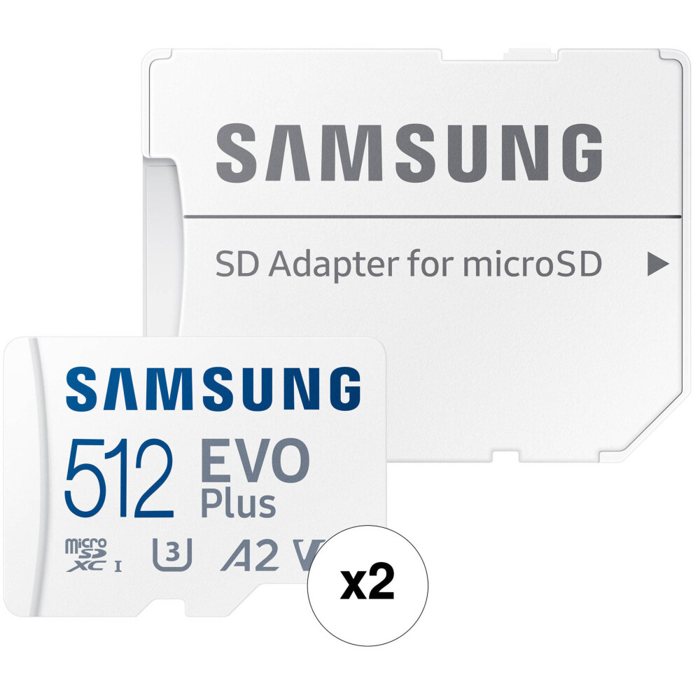 Samsung 512GB EVO Plus UHS-I microSDXC Memory Card with SD Adapter (2-Pack)