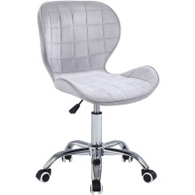 Grey Velvet Adjustable Swivel, Chrome Base Modern Office Home Chair
