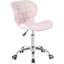 Pink Velvet Adjustable Swivel, Chrome Base Modern Office Home Chair