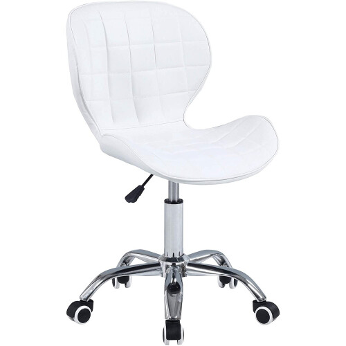 White PU Adjustable Swivel, Chrome Base Modern Office Home Chair Best