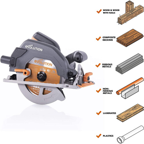 Evolution Power Tools R185CCS Multi-Material Circular Saw, 1600 W, 230 V-Domestic 1