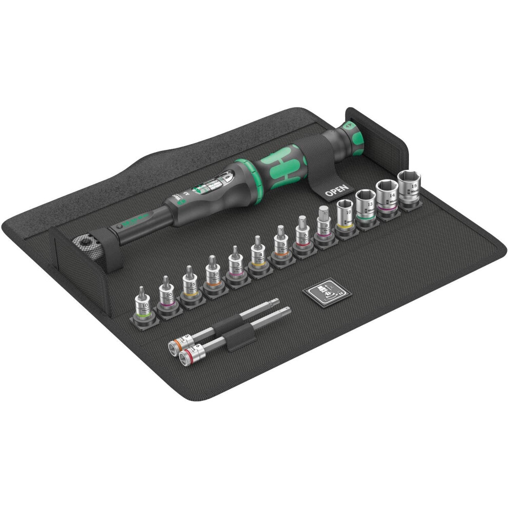 Wera Bicycle Set Torque 1 Click-Torque adjustable wrench set, 1/4" square drive, 2.5-25Nm, 16pc, 05004180001