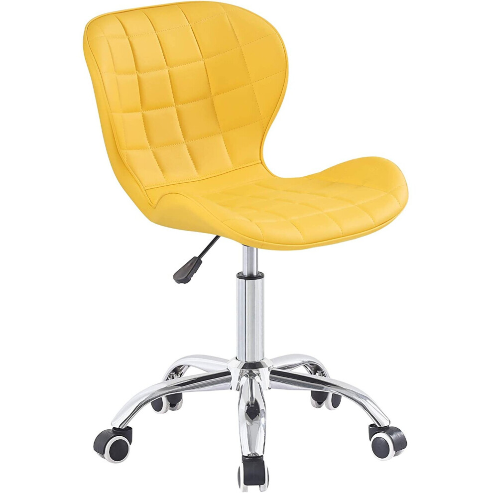 Yellow PU Adjustable Swivel, Chrome Base Modern Office Home Chair Best-image-OPC-P8YCGKS-NEW