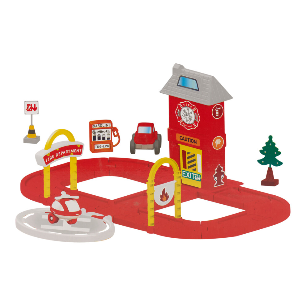 (Fire) 36 Pcs Kids Police & Fire Dept Car Helicopter Set