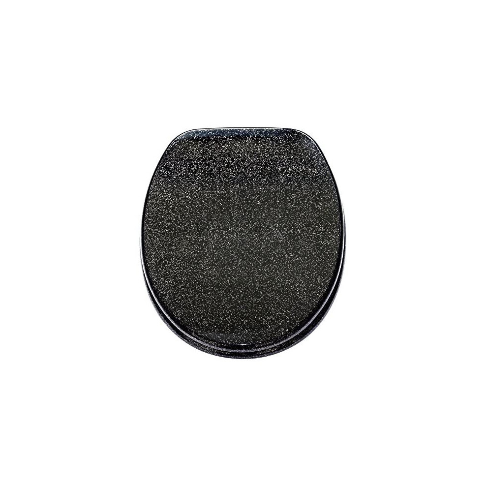 Toilet Seat | High-Quality Surface | Stable Hinges | Easy to Mount | Glittering Black