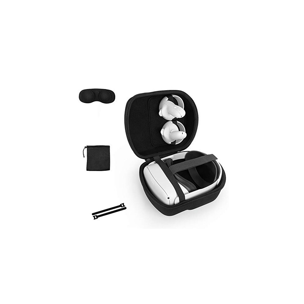 Travel Case For Oculus Quest & Quest 2 & Elite Strap, Hard Eva Carrying Case Storage Box For Oculus Quest Headset And Controllers (Black) Black