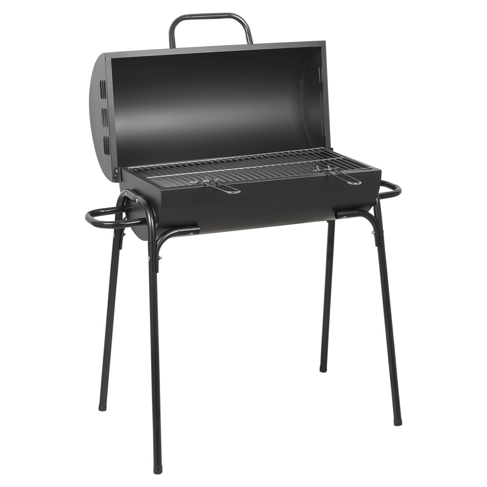 Large 60cm Barrel Black Metal BBQ Grill Heat Charcoal Barbecue