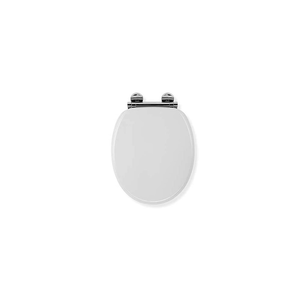 Croydex Flexi-Fix Lucerne Always Fits Never Slips Slow Close Toilet Seat, Wood, White, 45 x 37.8 x 6 cm