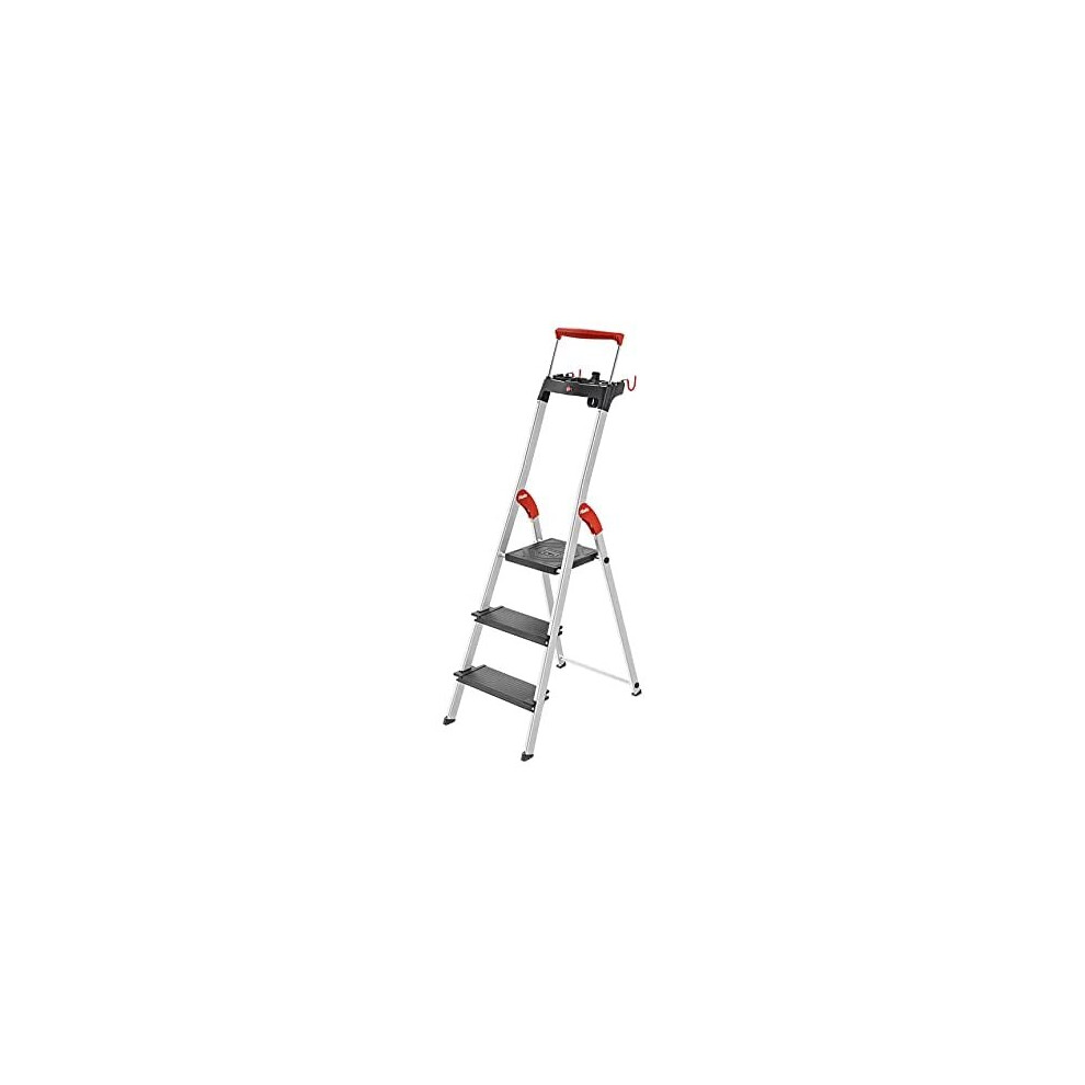 Hailo Topline L100 8050-307 Aluminium Safety Stepladder With Multifunctional Shell, Safety Holder, Platform Lock And 130 Mm Extra-Deep Steps, Bl 4007126017505